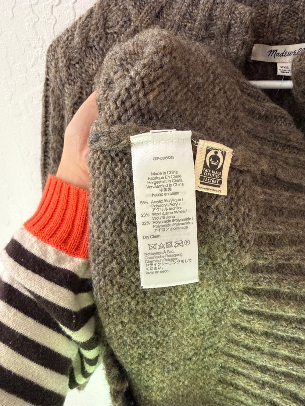 Madewell Brown Wool Blend Harwood Cable Knit Mock Neck Cardigan XXS - Picture 5 of 5